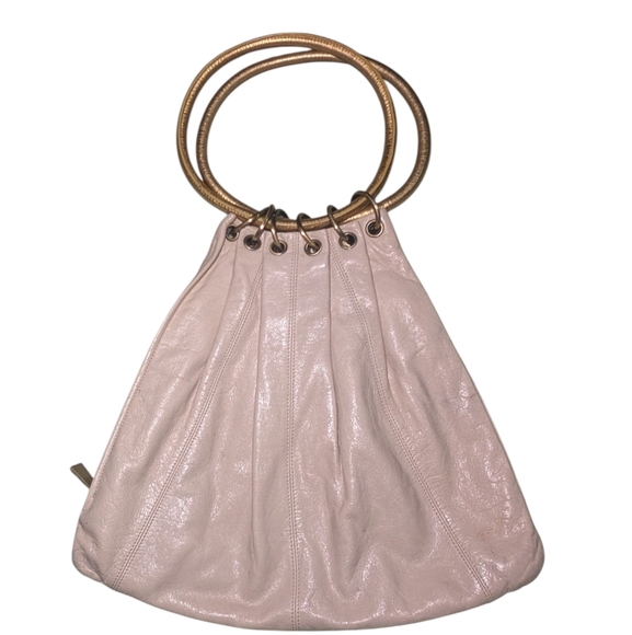 Trina Turk Cream Handbag with Gold Handles - Picture 3 of 4